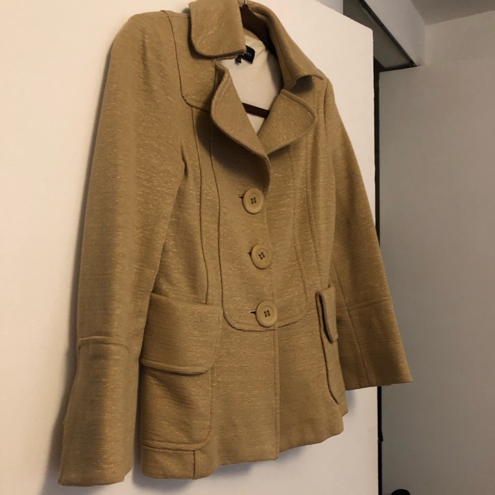 Nanette Lepore Princess Seamed Tan Knit Blazer